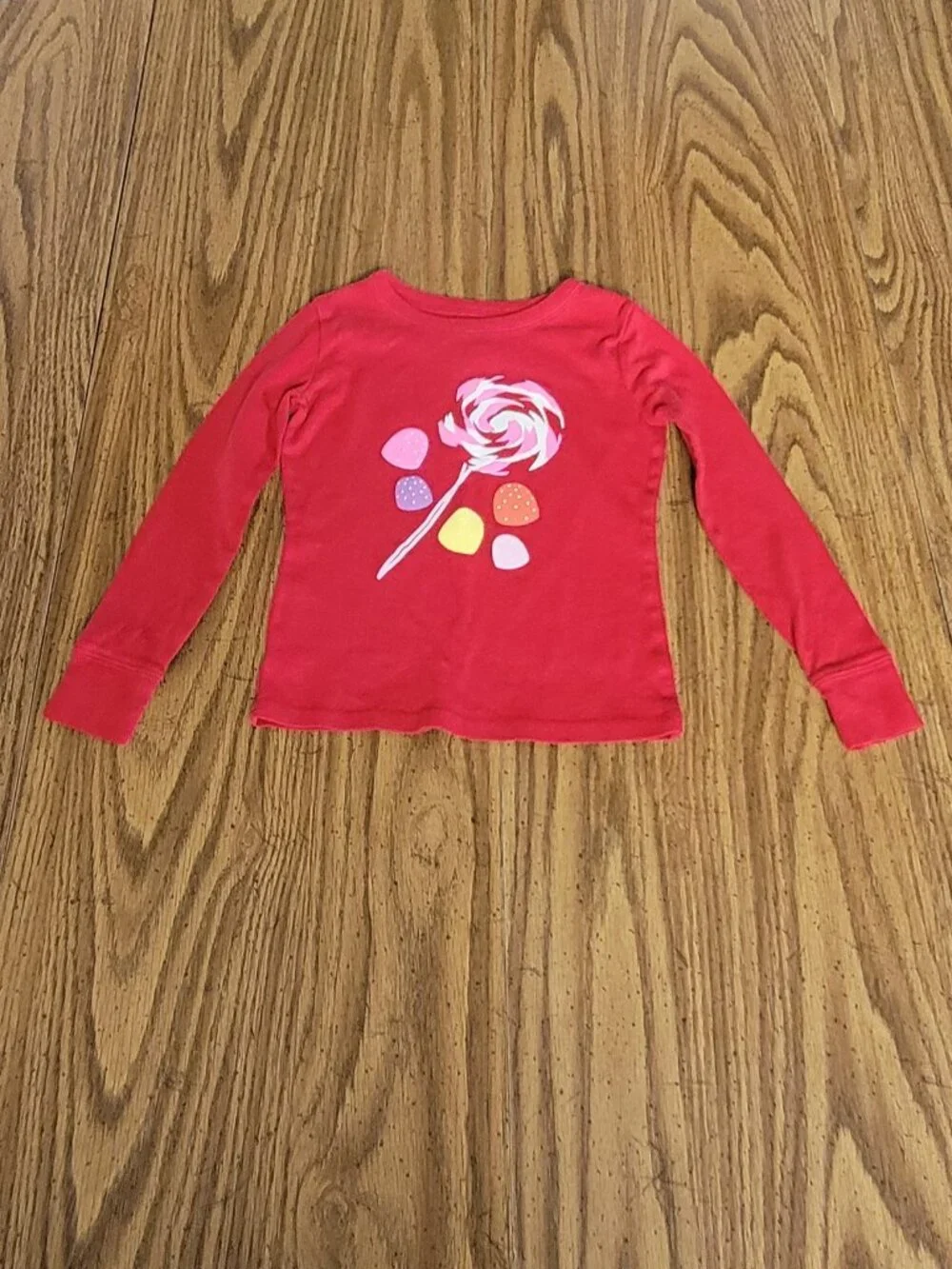 Xhilaration Lollipop Candy Pajama Top Girls XS 4/5 Red Long Sleeve